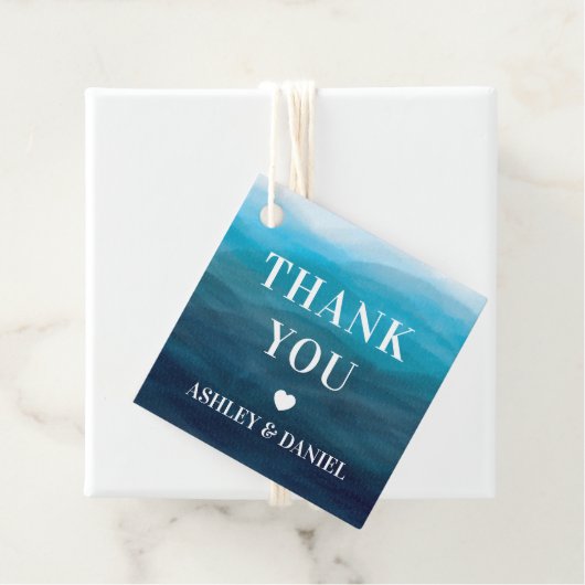 Waves Bruiloft Gift Labels, Blue Ocean Dank u Bedankjes Labels (In situ)