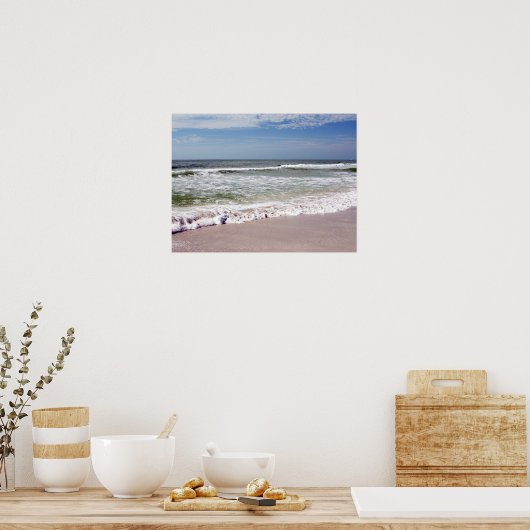 Waves Crash op Sandy Beach Poster (Keuken)