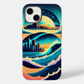 Waves crashen stadslichten sterren nachtelijke bos Case-Mate iPhone case (Achterkant)