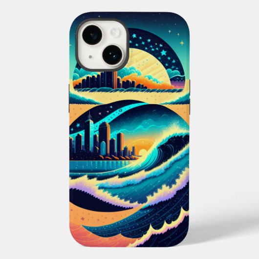Waves crashen stadslichten sterren nachtelijke bos Case-Mate iPhone case (Achterkant)