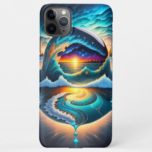 Waves crashen stadslichten sterren nachtelijke bos iPhone hoesje (Achterkant)