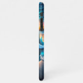 Waves crashen stadslichten sterren nachtelijke bos iPhone hoesje (Linkerkant)