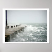 Waves Crashing on Pier Poster (Voorkant)