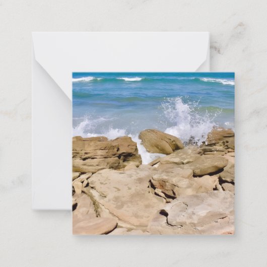 Waves crashing on rocky shore mini notecard set notitiekaartje (Voorkant)