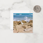 Waves crashing on rocky shore mini notecard set notitiekaartje (Voorkant / Achterkant in situ)