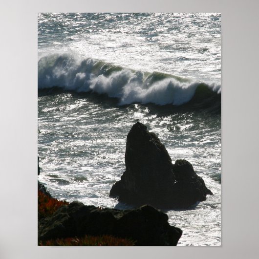 Waves Crashing, San Fransisco Bay, Portret Poster (Voorkant)