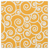 Waves, Curls and Spirals Pattern op Saffron Gold Stof (Close Up)
