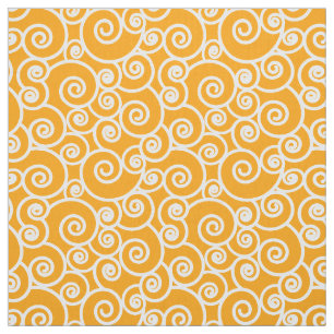Waves, Curls and Spirals Pattern op Saffron Gold Stof