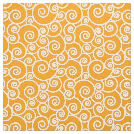 Waves, Curls and Spirals Pattern op Saffron Gold Stof (Swatch)