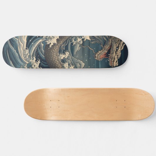 Waves Dragon Japanse kunst Persoonlijk Skateboard (Horizontaal)