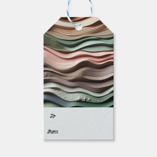 Waves Earth-Tone Ribbelingen Cadeautags Cadeaulabel (Voorkant)