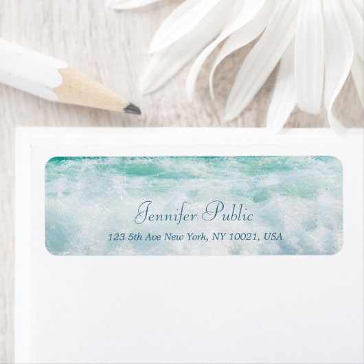 Waves Elegante Hand Script Wellness Retouradres Etiket (Insitu)