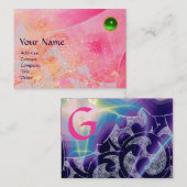 WAVES EMERALD MONOGRAM, helderroze rood blauw Visitekaartje (Voorkant / Achterkant)