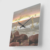 Waves en Boulders 0893 Vierkante Klok (Hoek)