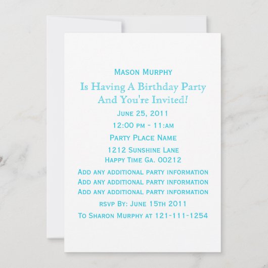 Waves en Polka-punt 1st Birthday-uitnodigingen Kaart (Achterkant)