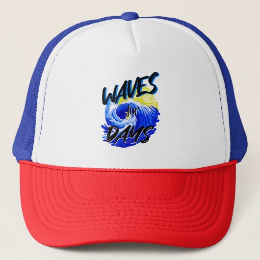 Waves for Days, Strandleven, Ocean Summer Love Trucker Pet (Voorkant)