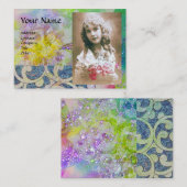 WAVES FOTO-TEMPLATE, levendig geel violet blauw Visitekaartje (Voorkant / Achterkant)