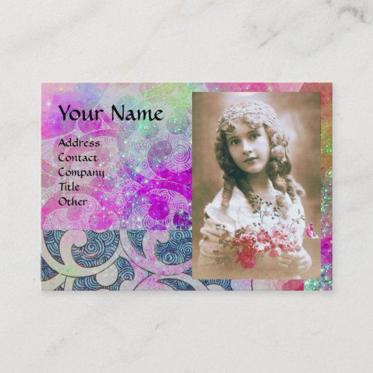 WAVES FOTO-TEMPLATE, levendig violet blauw paars Visitekaartje (Voorkant)