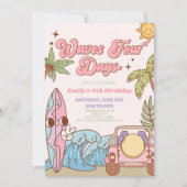 Waves Four Days Groovy Retro 4e verjaardagsfeestje Kaart (Voorkant)