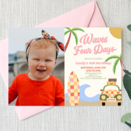 Waves Four Days Surf Afbeelding 4e verjaardagsfees Kaart