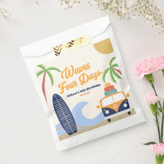 Waves Four Days Surf Blue 4e verjaardagsfeestje Bedankzakje (Gezegeld)