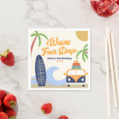 Waves Four Days Surf Blue 4e verjaardagsfeestje Servet (Insitu)