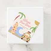 Waves Four Days Surf Board Roze 4e verjaardagsfees Bedankjes Labels (In situ)