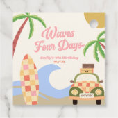 Waves Four Days Surf Board Roze 4e verjaardagsfees Bedankjes Labels (Achterkant)