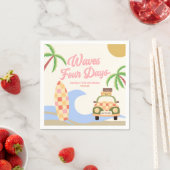 Waves Four Days Surf Roze 4e verjaardagsfeestje Servet (Insitu)