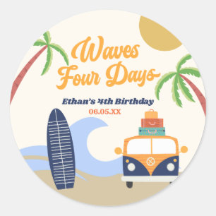 Waves Four Days Surven Board 4e verjaardagsfeest Ronde Sticker