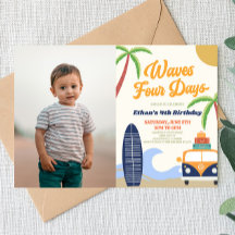 Waves Four Days Surven Board Blue 4th Birthday Par