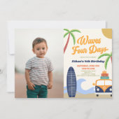 Waves Four Days Surven Board Blue 4th Birthday Par Kaart (Voorkant)