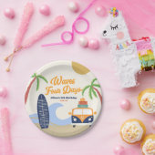 Waves Four Days Surven Board Blue 4th Birthday Par Papieren Bordje (Feest)