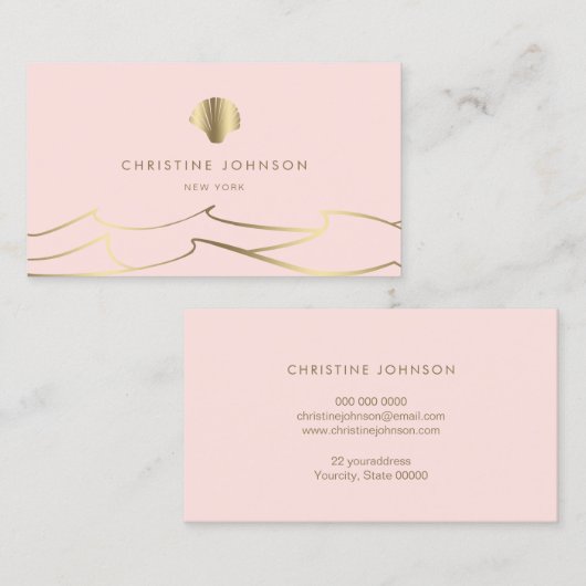 Waves Golden Seashell visitekaartje (Voorkant / Achterkant)