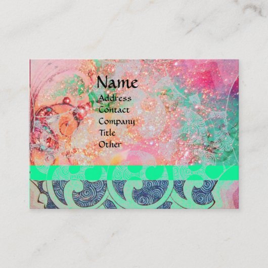 WAVES, helder, levendig roze blauw Visitekaartje (Voorkant)