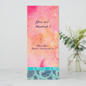 WAVES, heldere blauwe, roze goudsparken Kaart (Staand voorkant)