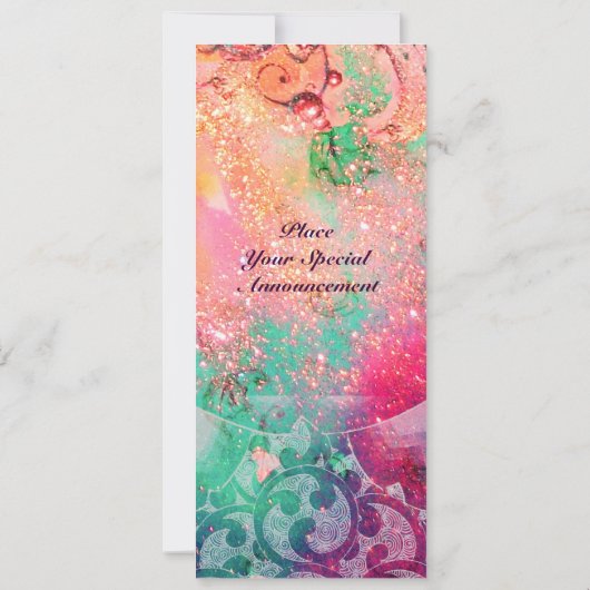 WAVES, heldere blauwe, roze goudsparken Kaart (Achterkant)