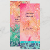 WAVES, heldere blauwe, roze goudsparken Kaart (Voorkant / Achterkant)