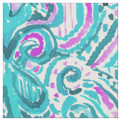 WAVES Ikat Tribal Nautical Waterverf Stof (Close Up)
