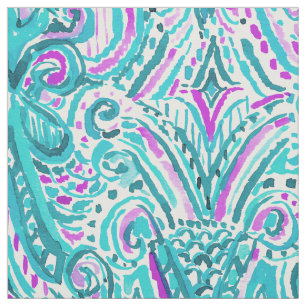 WAVES Ikat Tribal Nautical Waterverf Stof