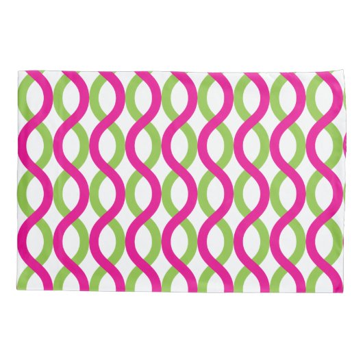 Waves in het Groene en Fuchsia Pattern Kussensloop (Achterkant-Links)