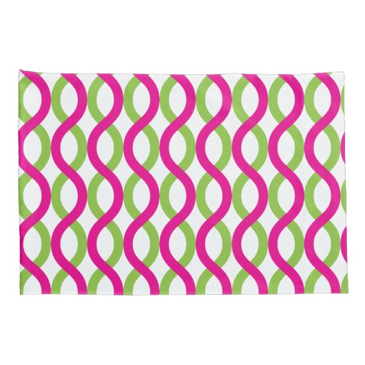 Waves in het Groene en Fuchsia Pattern Kussensloop (Achterkant-Rechts)