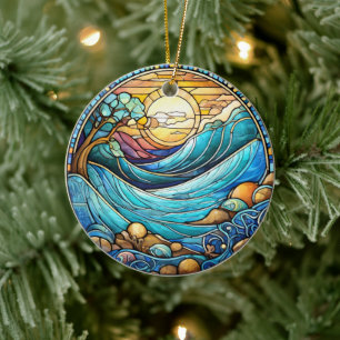Waves Lake Keramische Decoratieve Glas in lood loo Keramisch Ornament