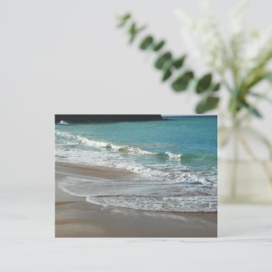 Waves Lapping op de Beach Turquoise Blue Ocean Briefkaart (Staand voorkant)