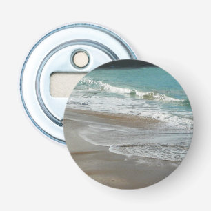 Waves Lapping op de Beach Turquoise Blue Ocean Button Flesopener