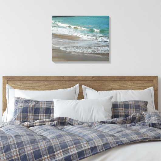 Waves Lapping op de Beach Turquoise Blue Ocean Canvas Afdruk (Insitu (Slaapkamer))