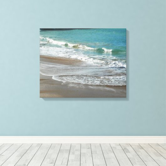 Waves Lapping op de Beach Turquoise Blue Ocean Canvas Afdruk (Insitu (Houten vloer))