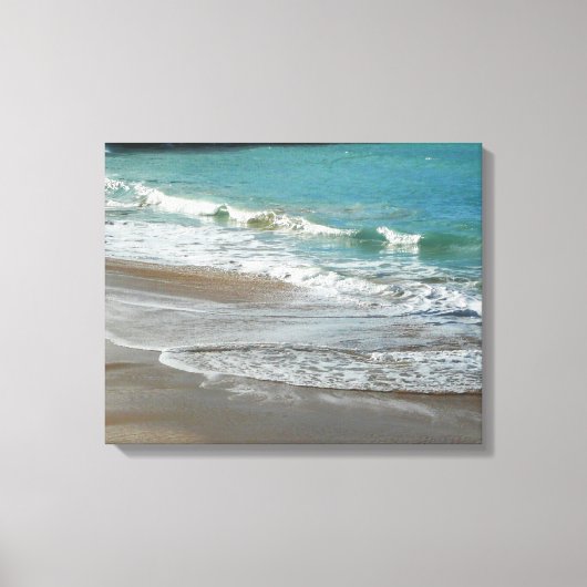 Waves Lapping op de Beach Turquoise Blue Ocean Canvas Afdruk (Voorkant)