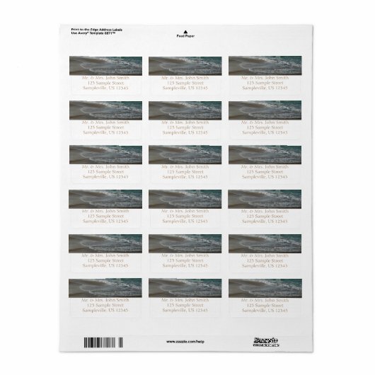 Waves Lapping op de Beach Turquoise Blue Ocean Etiket (Full Sheet)