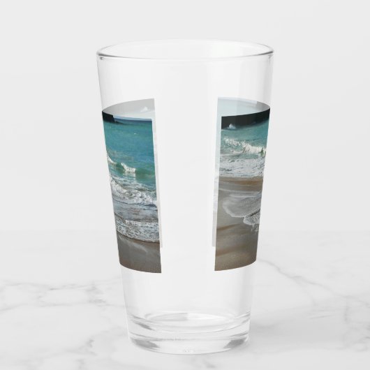 Waves Lapping op de Beach Turquoise Blue Ocean Glas (Links)
